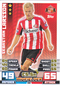 Sebastian Larsson Sunderland 2014/15 Topps Match Attax #281